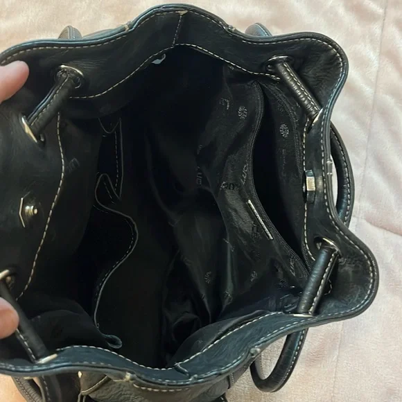 Luce genuine leather purse shoulder hand bag medium black bucket cinch style - Picture 8 of 16